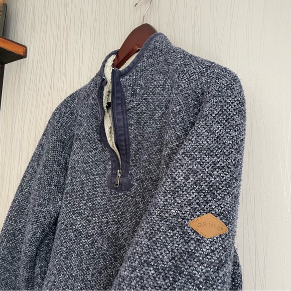Orvis Sweater 1/4 Zip Sherpa Lined Blue - Men Size Medium - Picture 3 of 8